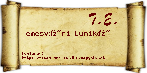 Temesvári Euniké névjegykártya